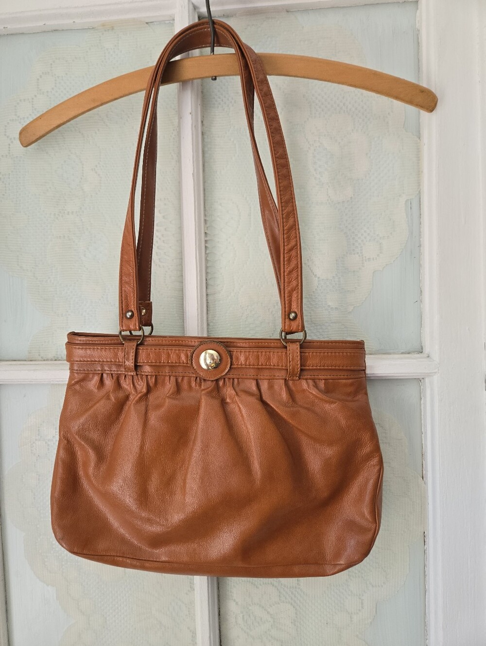 Cabrelli Cognac Leather Shoulder Tote Purse